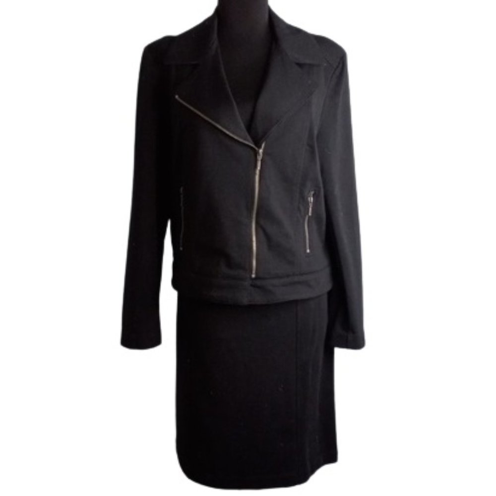 Worthington L Black Skirt Jacket Set Knit
